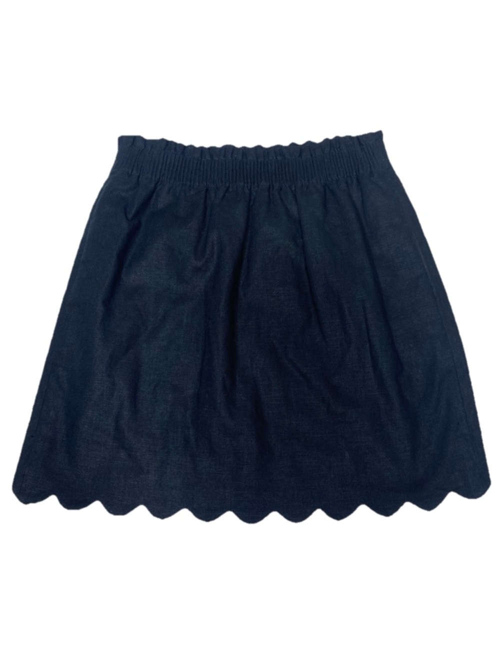J. Crew Black Scalloped Hem Skirt Cotton Linen Blend Women’s Size 0